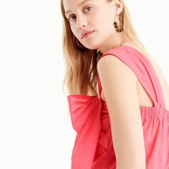 J Crew Pink Bow One Shoulder Boho Top Size 10 - Picture 2 of 7